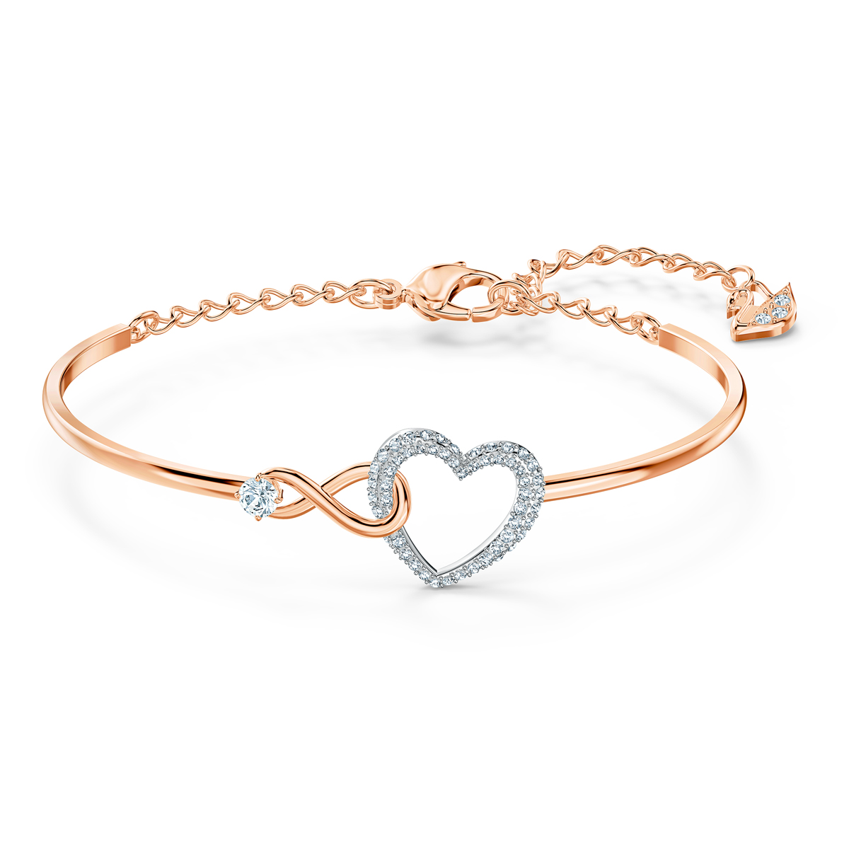 Swarovski Crystal Gold Infinity Heart Bangle Bracelet
